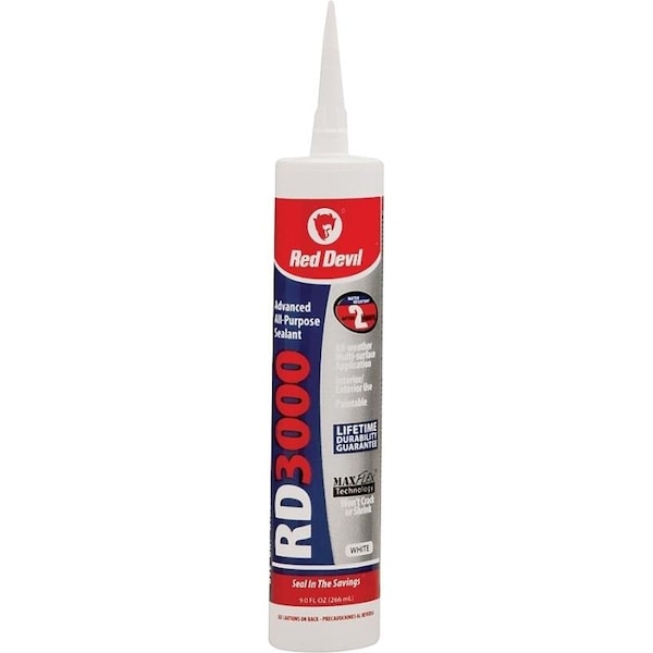 Red Devil 0 Advanced Sealant, White, 1 day Curing, 20 to 120 deg F, 9